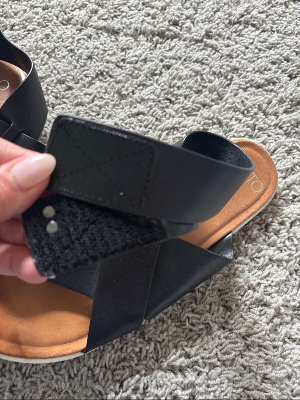 Franco Sarto Black Leather Crisscross Slingback Sandals - Picture 5 of 12
